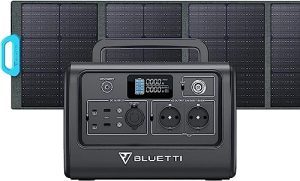 BLUETTI Solar Generator EB70 mit PV120 Solarpanel, 716Wh LiFePO4 Batterie-Backup mit 2 1000W AC Ausgängen (1400W Peak), 100W Typ-C, Tragbare Powerstation für Autoreisen, Netzunabhängig, Stromausfälle