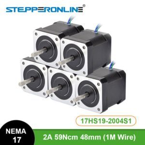 STEPPERONLINE 5PCS Nema17 Schrittmotor 17HS19-2004S1 0.59Nm 2A 48mm Φ5mm D-Shaft